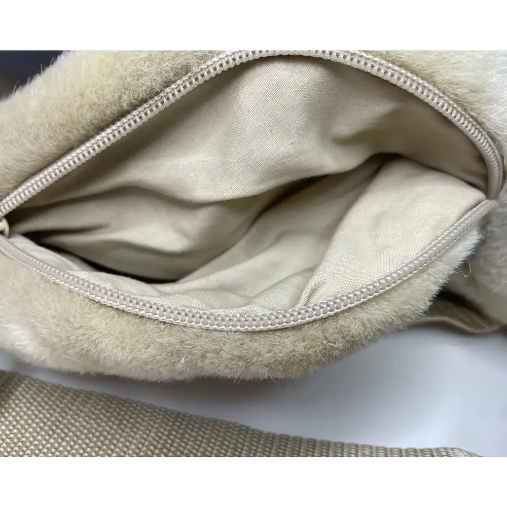 Vintage Mango Teddy Bear Backpack Plush 17” Brown Tan Beige Bow Stuffed Bag